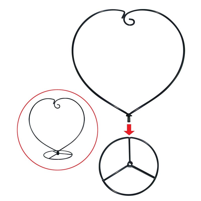 MOCOUM Ornament Display Stand, Iron Glass Ball Ornament Holder Stand for Hanging Plants, Hanging Terrarium Stand for Christmas Wedding Ornament, Home Office Decor (5pcs Black Heart Shaped) - Image 3